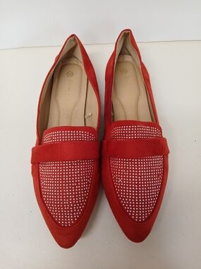 ✅️NWOT Women's Red Suede Rhinestone Loafers